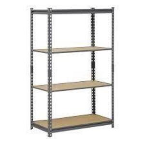 GRAY 4-TIER HEAVY DUTY STEEL GARAGE STORAGE SHELVING (36 IN. W X 60 IN. H X 18 IN. D) BRAND/MODEL EDSAL RETAIL PRICE: $89.98 QUANTITY 1