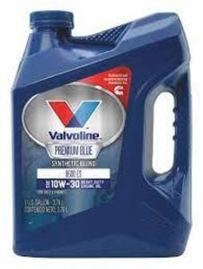 DESCRIPTION: (1) SYNTHETIC BLEND ENGINE OIL BRAND/MODEL: VALVOLINE #46KK33 INFORMATION: 10W-30 RETAIL$: $27.97 EA SIZE: 1 GALLON QTY: 1