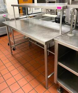 5' STAINLESS STEEL TABLE WITH RISER SHELF AND WELDED LEGS