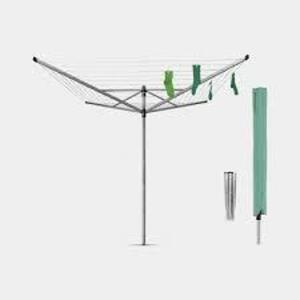 116 X 116 INCH ROTARY CLOTHESLINE LIFT-O-MATIC WITH GROUND SPIKE AND PROTECTIVE COVER BRAND/MODEL BRABANTIA RETAIL PRICE: $110.77 QUANTITY