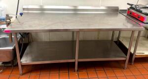 78" STAINLESS STEEL TABLE WITH WELDED STAINLESS UNDERSHELF AND CAN OPENER ATTACHMENT