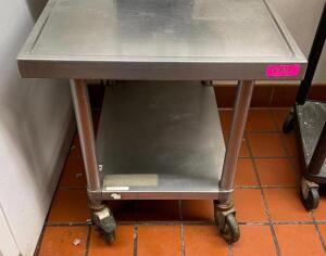 24" STAINLESS STEEL EQUIPMENT STAND WITH STAINLESS UNDERSHELF ON CASTERS