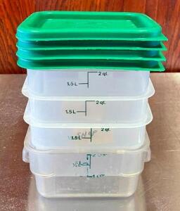 (4) 2 QT. INGREDIENTS BINS WITH LIDS