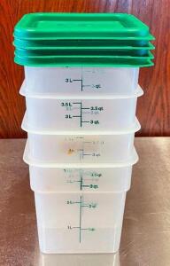 (4) 3.5 QT. INGREDIENTS BINS WITH LIDS