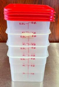 (4) 6 QT. INGREDIENTS BINS WITH LIDS