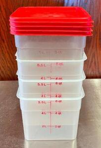 (4) 6 QT. INGREDIENTS BINS WITH LIDS