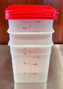 (3) 7.5 QT. INGREDIENTS BINS WITH LIDS