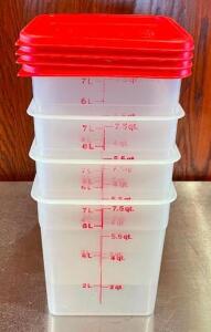 (4) 7.5 QT. INGREDIENTS BINS WITH LIDS