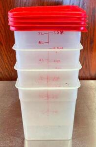 (4) 7.5 QT. INGREDIENTS BINS WITH LIDS