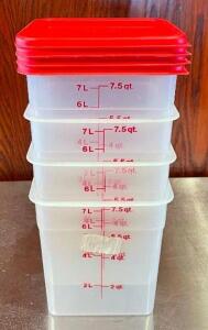 (4) 7.5 QT. INGREDIENTS BINS WITH LIDS