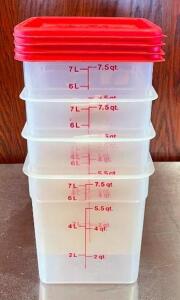 (4) 7.5 QT. INGREDIENTS BINS WITH LIDS