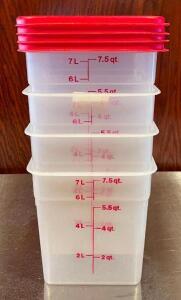 (4) 7.5 QT. INGREDIENTS BINS WITH LIDS