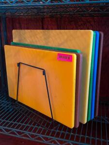 (8) - PC. CUTTING BOARD SET WITH STORAGE RACK