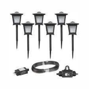 LOW VOLTAGE BLACK OUTDOOR INTEGRATED LED LANDSCAPE PATH LIGHT (6-PACK KIT) BRAND/MODEL HAMPTON BAY RETAIL PRICE: $79.97 QUANTITY 1