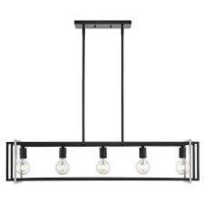 TRIBECA 5-LIGHT BLACK WITH PEWTER ACCENTS LINEAR PENDANT BRAND/MODEL GOLDEN LIGHTING RETAIL PRICE: $303.20 QUANTITY 1