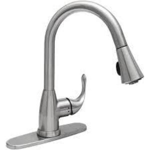 MARKET SINGLE-HANDLE PULL-DOWN SPRAYER KITCHEN FAUCET IN STAINLESS STEEL BRAND/MODEL GLACIER BAY RETAIL PRICE: $99.00 QUANTITY 1