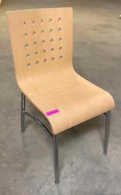 (2) MODERN WOODEN DINING CHAIRS THIS LOT IS SOLD BY THE PIECE QUANTITY 2