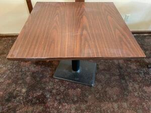 (2) 36" X 36" LAMINATE WOOD TABLES W/ BASE.