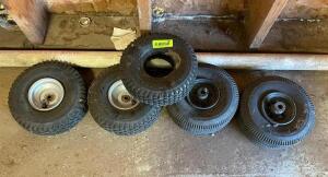 (5) - CT. SET OF RIDING LAWN MOWER REPLACEMENT WHEELS