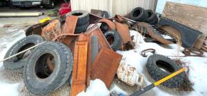 DESCRIPTION: ASSORTED SCRAP METAL AND TIRES AS SHOWN LOCATION: FRONT ENTRANCE LOCATION: 6249 LORENS LN. CEDAR HILL, MO 63016 QTY: 1