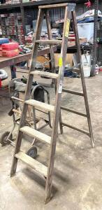 DESCRIPTION: 6' WOODEN STEP LADDER LOCATION: WAREHOUSE LOCATION: 6249 LORENS LN. CEDAR HILL, MO 63016 QTY: 1