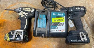 DESCRIPTION: (2) BATTERY POWERED DRILLS WITH CHARGER BRAND/MODEL: MAKITA LOCATION: WAREHOUSE LOCATION: 6249 LORENS LN. CEDAR HILL, MO 63016 QTY: 1