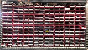 DESCRIPTION: LARGE ASSORTMENT OF HARDWARE AND DRAWER BINS ON SHELF AS SHOWN INFORMATION: SEE PHOTOS FOR MORE DETAIL ON HARDWARE LOCATION: WAREHOUSE LO