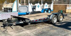 DESCRIPTION: 16' FLATBED DOVETAIL TRAILER WITH WINCH LOCATION: BACK LOT LOCATION: 6249 LORENS LN. CEDAR HILL, MO 63016 QTY: 1