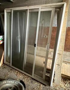 DESCRIPTION: SLIDING GLASS DOORS AS SHOWN LOCATION: SHIPPING CONTAINER LOCATION: 6249 LORENS LN. CEDAR HILL, MO 63016 QTY: 1