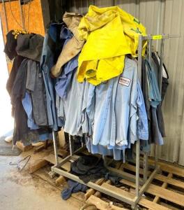 DESCRIPTION: RACK OF ASSORTED WORK SHIRTS LOCATION: WAREHOUSE LOCATION: 6249 LORENS LN. CEDAR HILL, MO 63016 QTY: 1