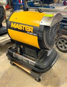 DESCRIPTION: 70,000 BTU RADIANT KEROSENE HEATER BRAND/MODEL: MASTER MH-70-SS-A LOCATION: WAREHOUSE LOCATION: 6249 LORENS LN. CEDAR HILL, MO 63016 QTY: