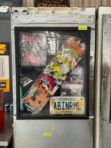 FRAMED SKATEBOARD DECK AND MAGAZINE DISPLAY