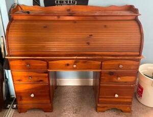 DESCRIPTION: WOODEN ROLL TOP DESK INFORMATION: NO CONTENTS INCLUDED LOCATION: HOUSE #2 LOCATION: 6521 WOODLAND DRIVE CEDAR HILL, MO 63016 QTY: 1