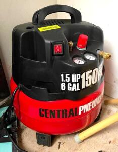 DESCRIPTION: 6 GALLON PORTABLE AIR COMPRESSOR BRAND/MODEL: CENTRAL PNEUMATIC LOCATION: HOUSE #1 LOCATION: 7769 DITTMER RD. DITTMER, MO 63023 QTY: 1