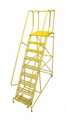 DESCRIPTION: (1) ROLLING STEP LADDER BRAND/MODEL: COTTERMAN/1509R263AE30B4W4C2P6 INFORMATION: PAINTED YELLOW/PERFORATED STEP/9-STEP RETAIL$: 1,844.82