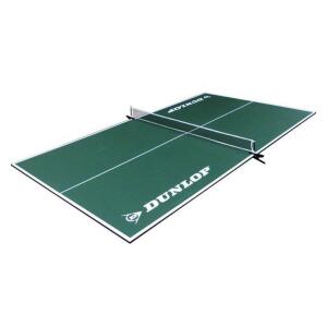 DESCRIPTION: (1) INDOOR TENNIS TABLE TOP BRAND/MODEL: DUNLOP/TTT412_037D INFORMATION: GREEN/4-PIECES/CLAMP-STYLE NET RETAIL$: 127 SIZE: 108"L X 60"W Q