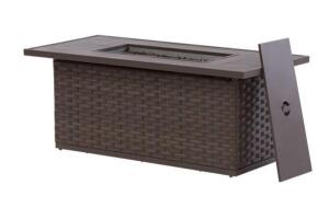 DESCRIPTION: (1) HARBOR CITY PATIO FIRE PIT BRAND/MODEL: BETTER HOMES & GARDENS/BH19-092-097-26 INFORMATION: BROWN/55,000 BTU/WICKER BASE RETAIL$: 399