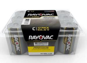 DESCRIPTION: (5) PACKS OF (12) INDUSTRIAL BATTERIES BRAND/MODEL: RAYOVAC/ALC-12 INFORMATION: ALKALINE/LONG-LASTING RETAIL$: 10.30 PER PK OF 12 SIZE: S