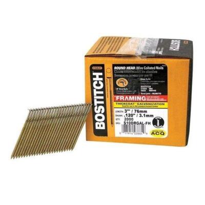 DESCRIPTION: (1) PACK OF (2000) FRAMING NAIL BRAND/MODEL: BOSTITCH/S10DRGAL INFORMATION: HOT DIPPED GALVANIZED RETAIL$: 78.39 PER PK OF 2000 SIZE: 3"