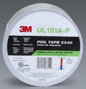 DESCRIPTION: (4) ALUMINUM FOIL TAPE BRAND/MODEL: 3M/UL181A-P INFORMATION: SILVER/FIBERGLASS & METAL DUCTS RETAIL$: 35.99 EACH SIZE: 2.5" X 50YD QTY: 4