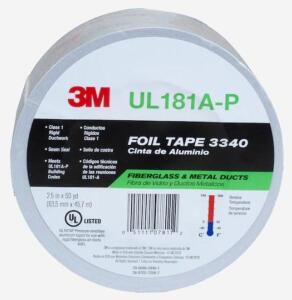 DESCRIPTION: (4) ALUMINUM FOIL TAPE BRAND/MODEL: 3M/UL181A-P INFORMATION: SILVER/FIBERGLASS & METAL DUCTS RETAIL$: 35.99 EACH SIZE: 2.5" X 50YD QTY: 4