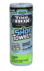 DESCRIPTION: (1) PACK OF (30) SHOP TOWELS BRAND/MODEL: SELLARS/54400 INFORMATION: BLUE/60-SHEETS PER ROLL RETAIL$: 107.70 PER PK OF 30 SIZE: 11" X 9.4