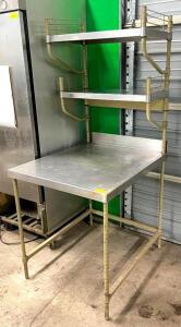 30" STAINLESS STEEL WORK TABLE WITH (2) RISER SHELVES