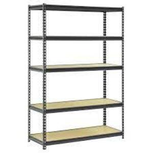 DESCRIPTION: (1) GARAGE STORAGE SHELVING UNIT BRAND/MODEL: MUSCLE RACK/UR48272PB5P-SV INFORMATION: BOLTLESS/5-TIER RETAIL$: 67.89 SIZE: 48"W X 24"D X