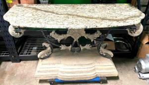 DECORATIVE MARBLE TOP HALLWAY TABLE