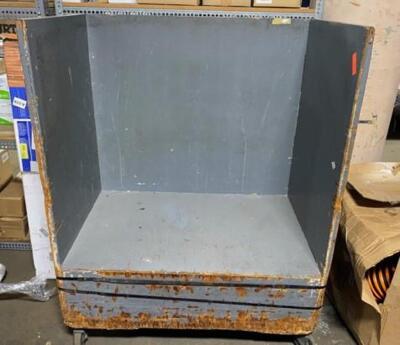 DESCRIPTION: (1) MOBILE STAGING CART INFORMATION: WOODEN/PAINTED GRAY/SEE FOR INSPECTION SIZE: 42"W X 25-3/4"D X 53"H QTY: 1