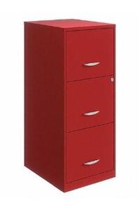 DESCRIPTION: (1) FILE CABINET BRAND/MODEL: SPACE SOLUTIONS/24048 INFORMATION: RED/3-DRAWER/VERTICAL RETAIL$: 148.13 SIZE: 14-1/4"W X 35-1/2"H X 18"D Q