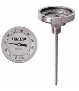 DESCRIPTION: (2) DIAL THERMOMETER BRAND/MODEL: TEL-TRU/GT300R INFORMATION: STAINLESS STEEL/TEMP RANGE: -40 TO 160F RETAIL$: 55.42 EACH SIZE: 18"L X 1/
