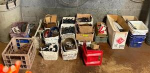 LARGE GROUP OF ASSORTED ROOFING HARDWARE - FASTENERS / CHAINS / HARDWARE / ETC.