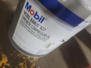DESCRIPTION: (1) COMPRESSOR OIL BRAND/MODEL: MOBILE #6Y783 RETAIL$: $510.87 SIZE: 5 GALLON QTY: 1